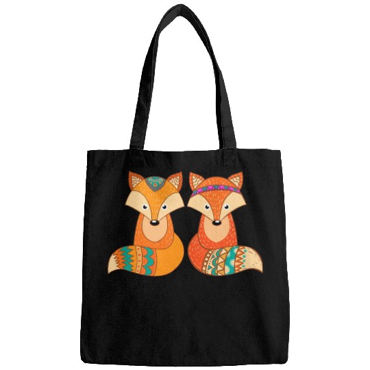 Tribal Fox Couple Wildlife Animal Lover Zookeeper Bags