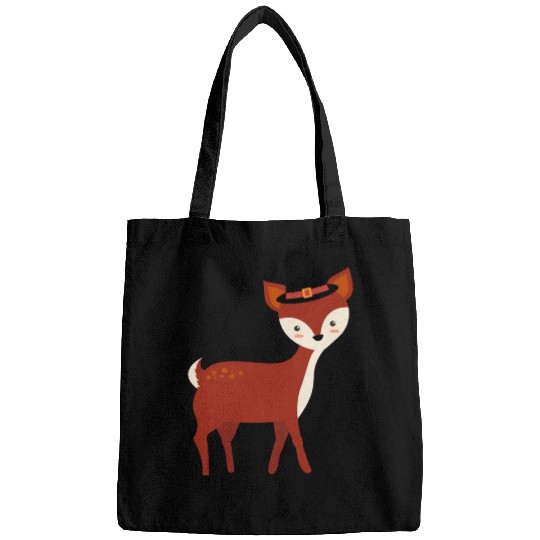 Thanksgiving Deer Wearing Pilgrim Hat Bags