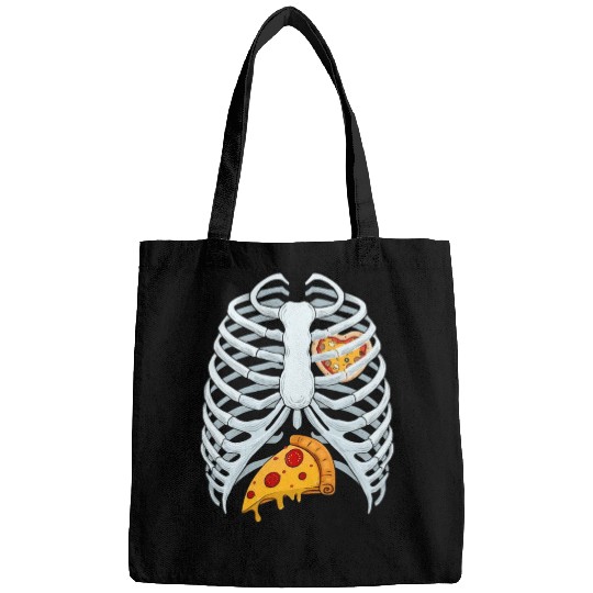 Funny PIzza Skeleton Rib Cage Halloween Costume Bags