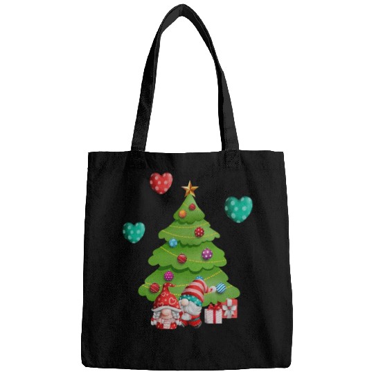 christmas is love, gnomes, christmas tree, love Bags