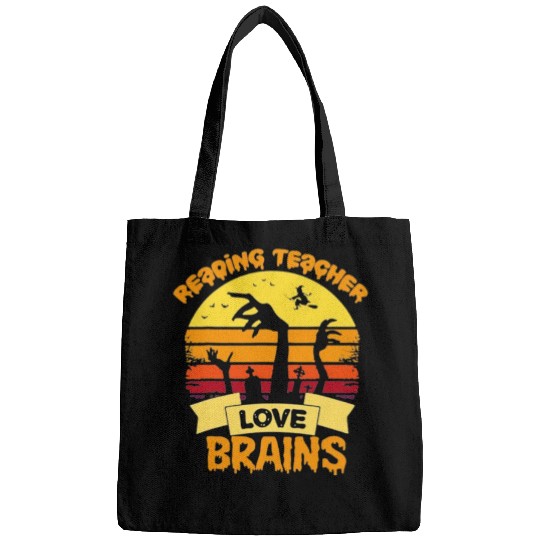 Reading teacher love brains Bags