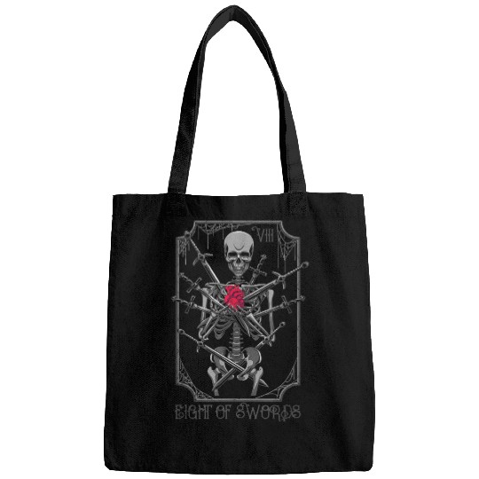 8 of Swords Tarot Card Skeleton Witchy Pagan Bags