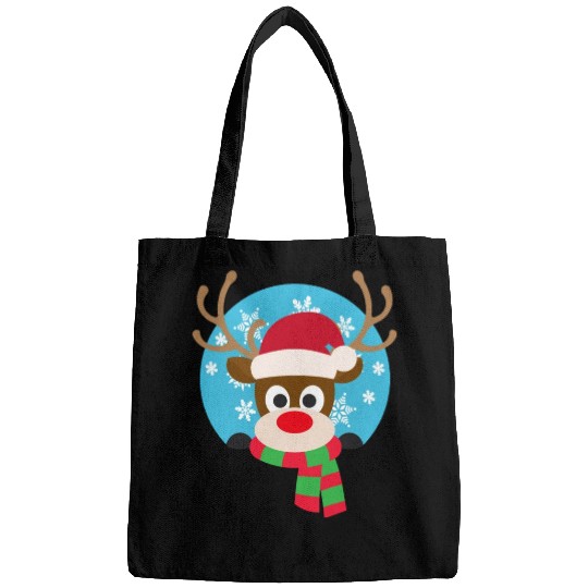 Cute Rudolph Red-Nosed Reindeer Christmas Design Bags