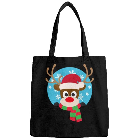 Cute Rudolph Red-Nosed Reindeer Christmas Design Bags
