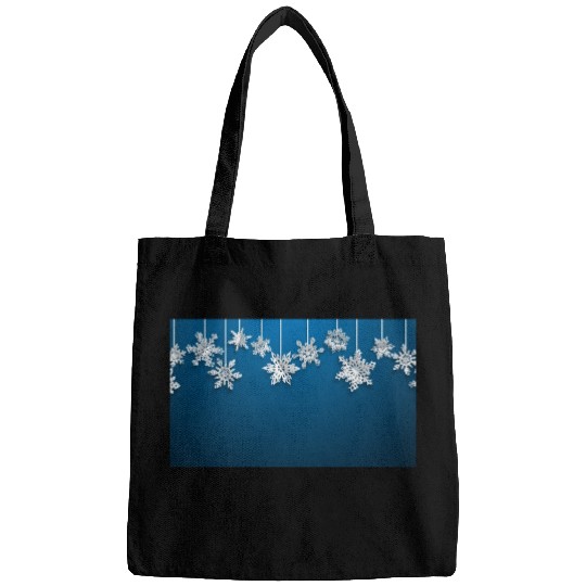 Elegant Hanging Snowflakes Navy Blue Bags