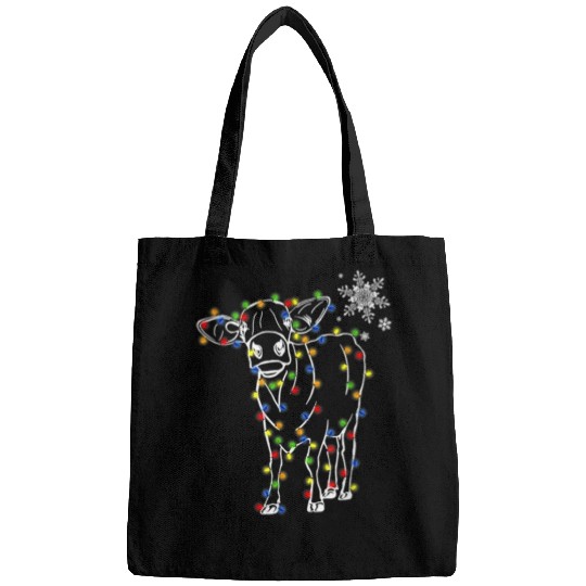 Cow Christmas Light Tree Cow Xmas Snow Lover Bags