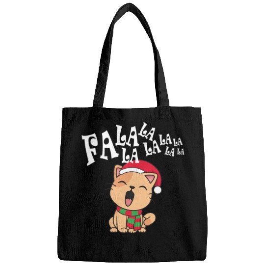 Cute Christmas Cat Singing Fa la la la Song Bags