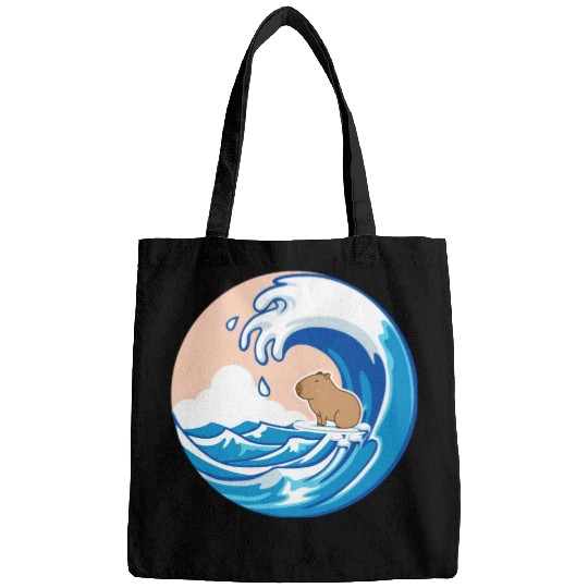 Wave Capybara Surfing Rodent Funny Animal Lover Bags