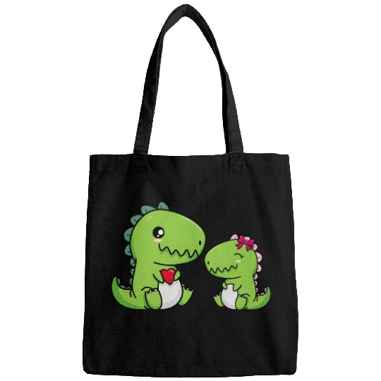 Big sister brother dino siblings boy girl heart Bags