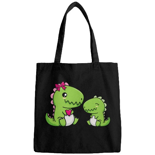 Big sister brother dino siblings boy girl heart Bags