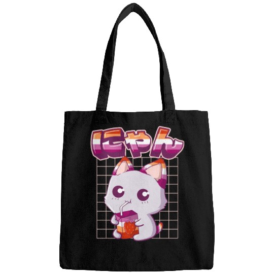 Lesbian Pride Gay Kawaii Cat Strawberry Milk Lesbi Bags