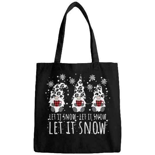 LET IT SNOW Winter Gnome Leopard Buffalo Plaid Bags