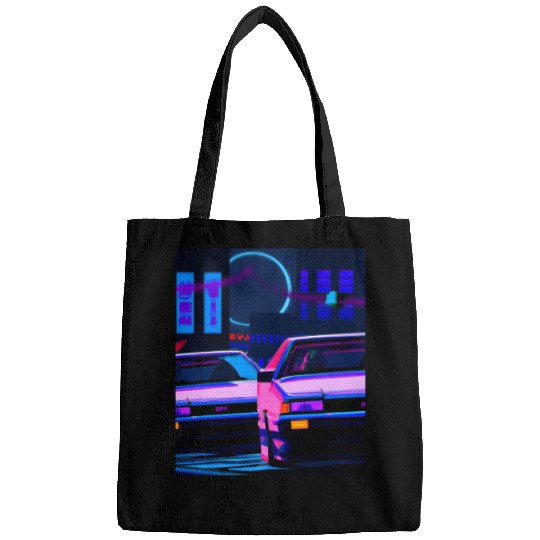 Vaporwave Car Synthwave City Bags