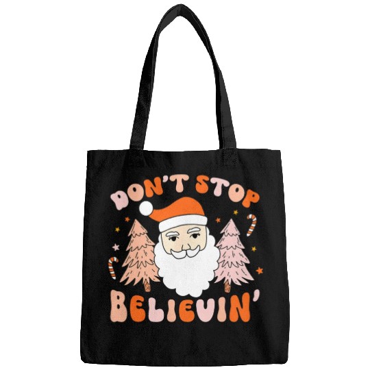 Retro Groovy Don't Stop Believin' Christmas Cute Bags
