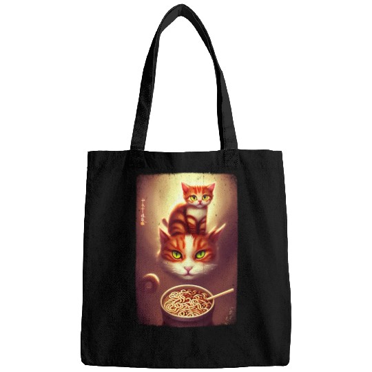 kawaii Japanese cat ramen noodles bowl Bags