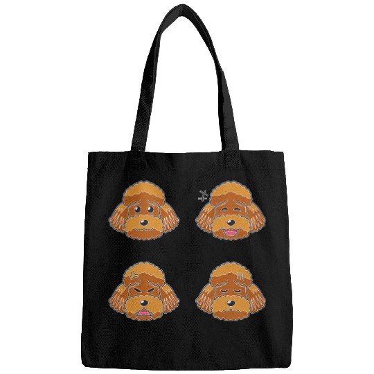 Funny Brown Poodle Dog Cartoon Faces Bags