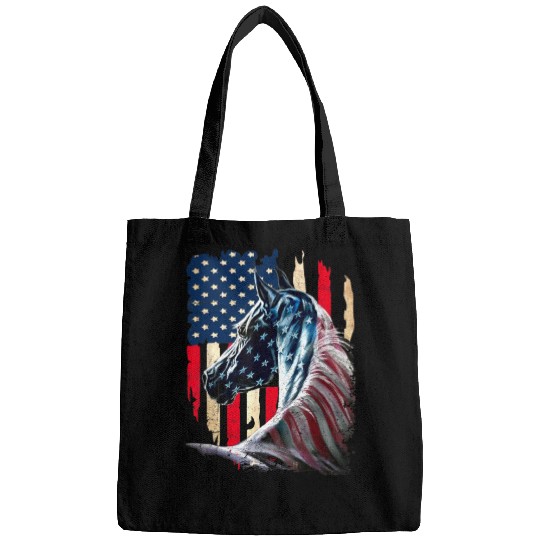 Patriotic Horse American Flag - Horse Vintage Bags
