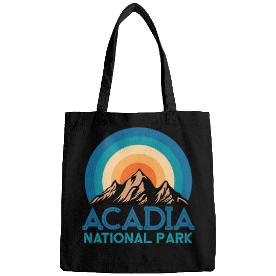 Cool Vintage Retro Acadia National Park Mountain Bags