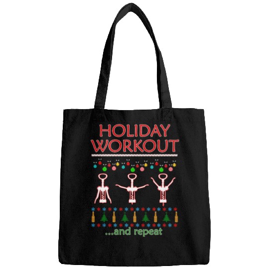 Holiday Workout Drink And Repeat Wine Christmas Bags