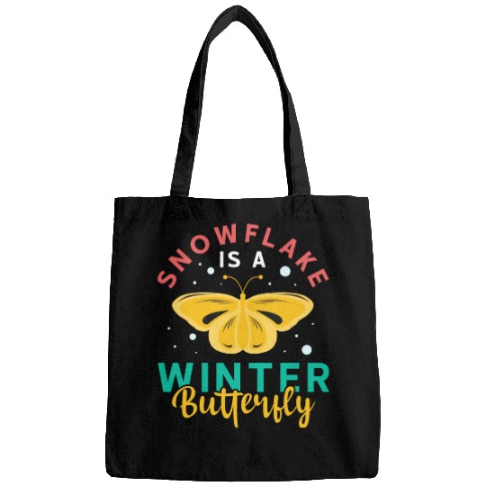 Snowflake Is Winter Butterfly Christmas Holiday Bags