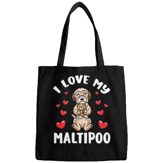 Maltipoo Dog With Stuffed Animal Bags