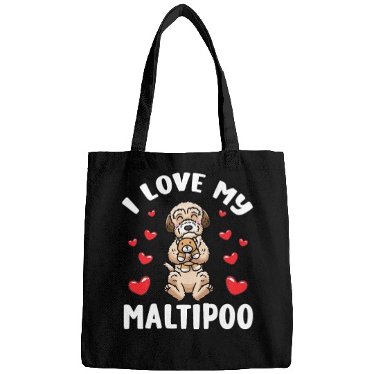 Maltipoo Dog With Stuffed Animal Bags