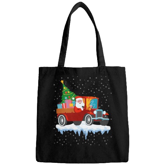 Red jeep pine tree Funny Merry Christmas family Bags