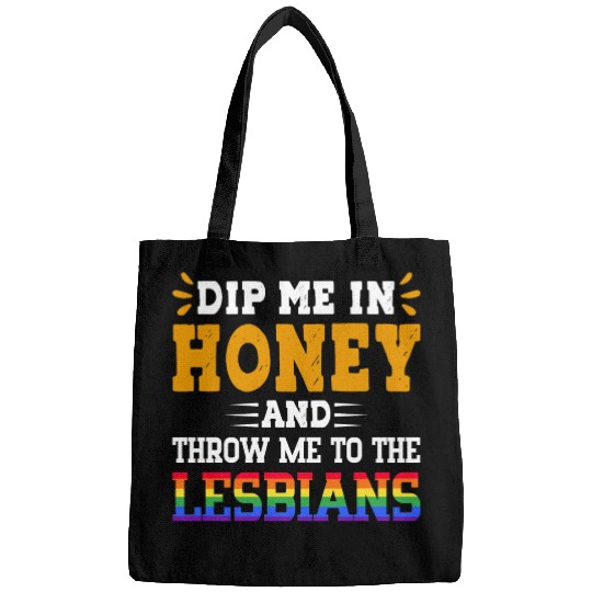Throw Me To The Lesbians Funny LGBTQ Rainbow Bags