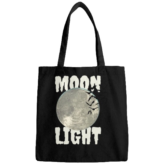 Dark Green Illustrated Moon Light Bat Bags