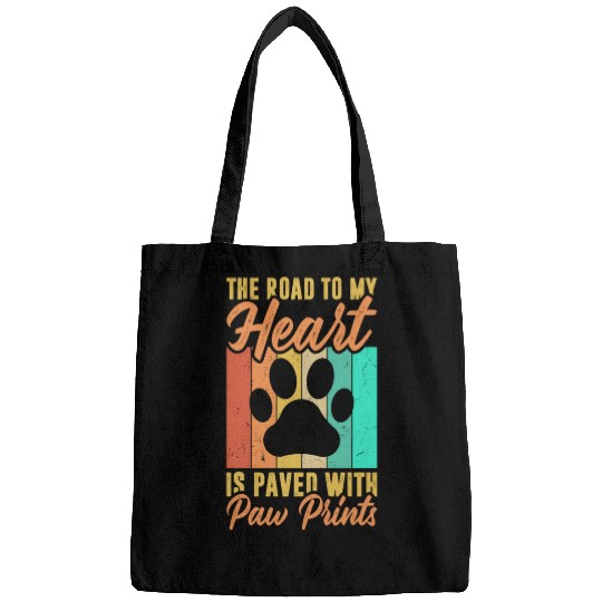 The road to my heart is paved with paw prints Bags