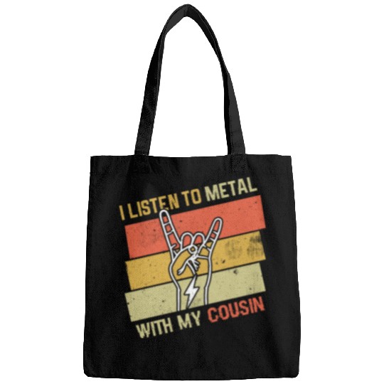 Vintage Metal With Cousin Metal Kid Music Lover Bags