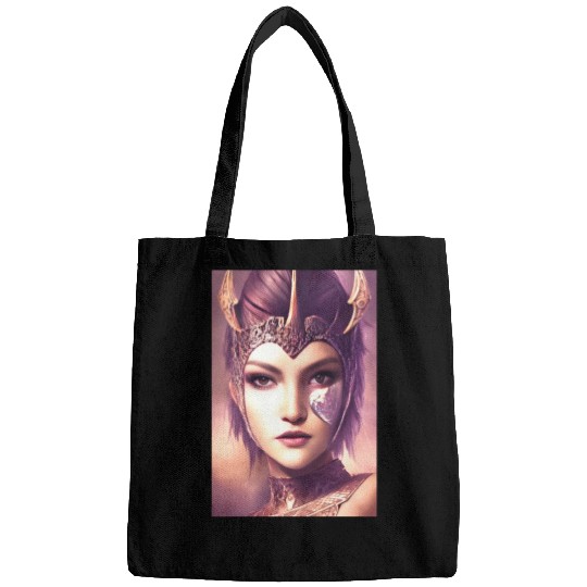 Warrior princess wearing gothic plate dark fantasy Bags