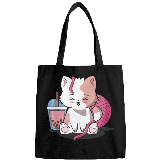 Chibi Boba Tea Cat Bags