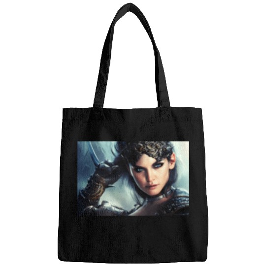 Warrior princess wearing gothic plate fantasy art Bags