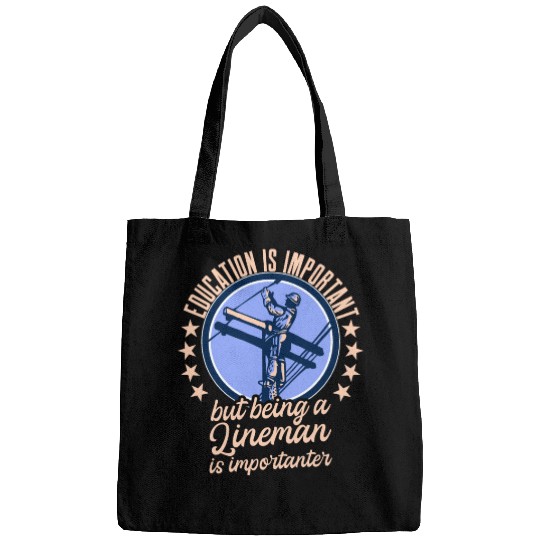 Electrical Lineman Pun Education Is Important Bags