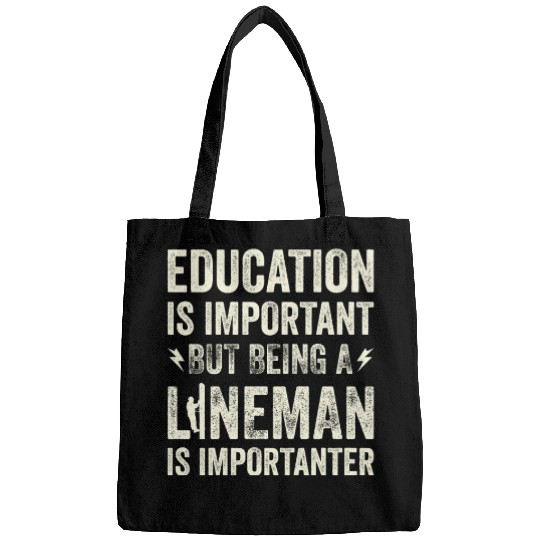Electrical Lineman Pun Education Is Important Bags