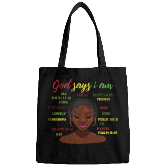 African American Girl God Says I Am Black Pride Bags