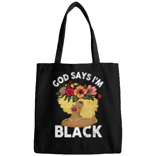 African American Girl God Says I Am Black Pride Bags