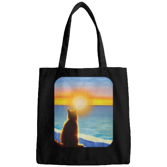 Cat watching sunset Classic Bags