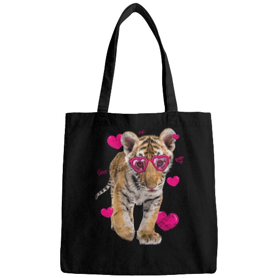 Cute Tiger Cub Gift Valentine Day Heart Tiger Face Bags