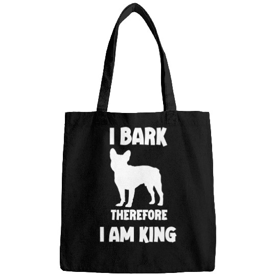 I bark therefore i am King French Bulldog white Bags