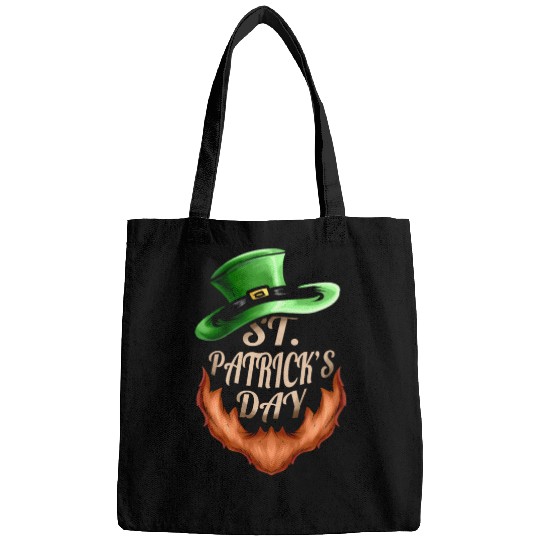 Green Hat And Red Beard Logo For St Patricks Day Bags