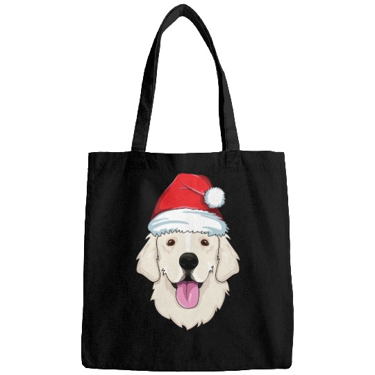 Blond Golden Retriever Santa Hat Cute Christmas Bags