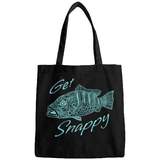 Get Snappy Turquoise funny snapper fishing quote Bags