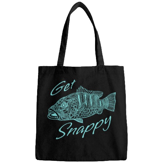 Get Snappy Turquoise funny snapper fishing quote Bags