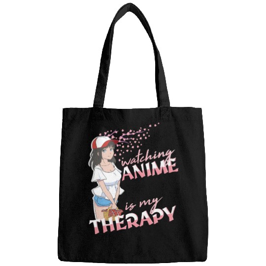 Watching Anime is my Therapy Introvert Anime girl Bags