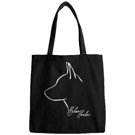 Funny Blue Heeler Profile dog mom Bags