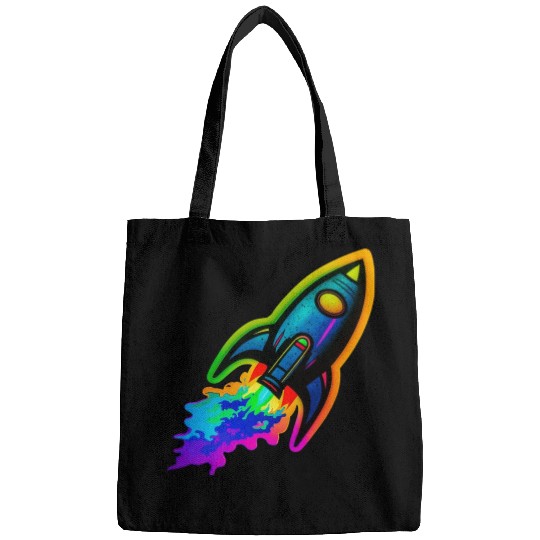 Psychedelic Retro Neon Rocket Bags