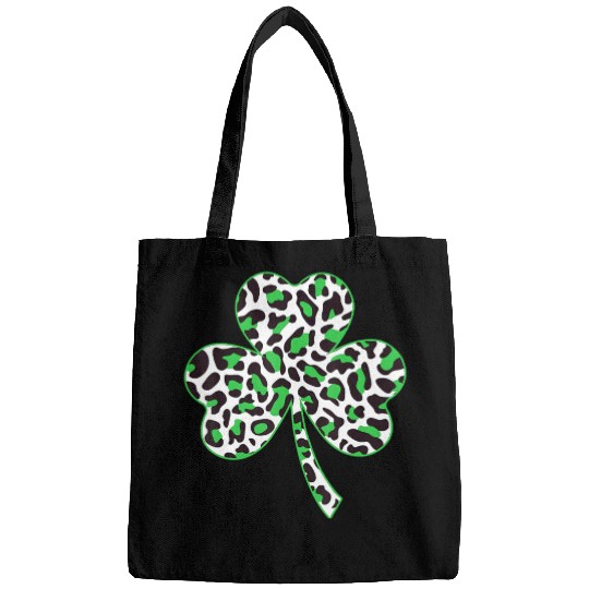 Cute Shamrock Leopard Print St Patricks Day Irish Bags