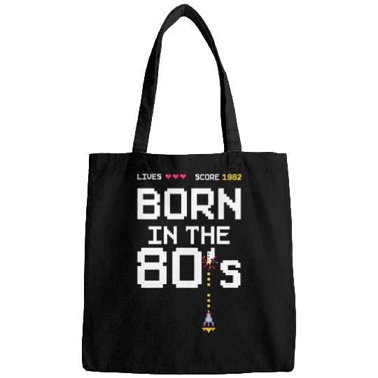1982 Birtday Retro Gamer Pixel Born in the 80s Bags